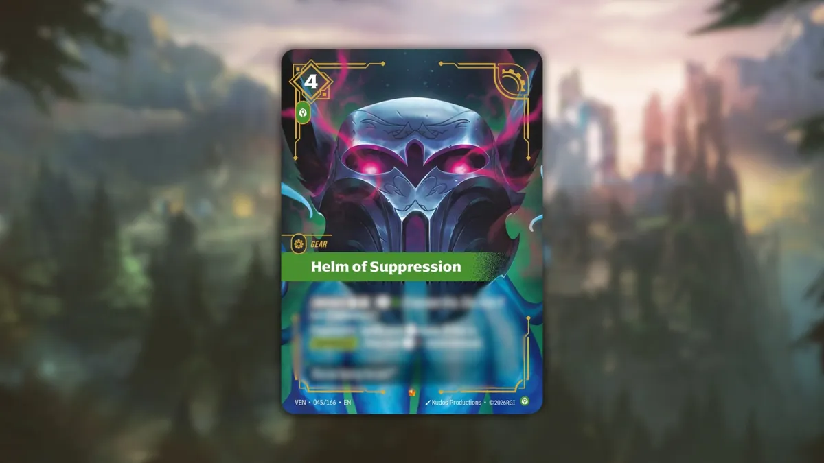 El Helm of Suppression de Riftbound Vendetta: la carta que va a joderte la partida entera