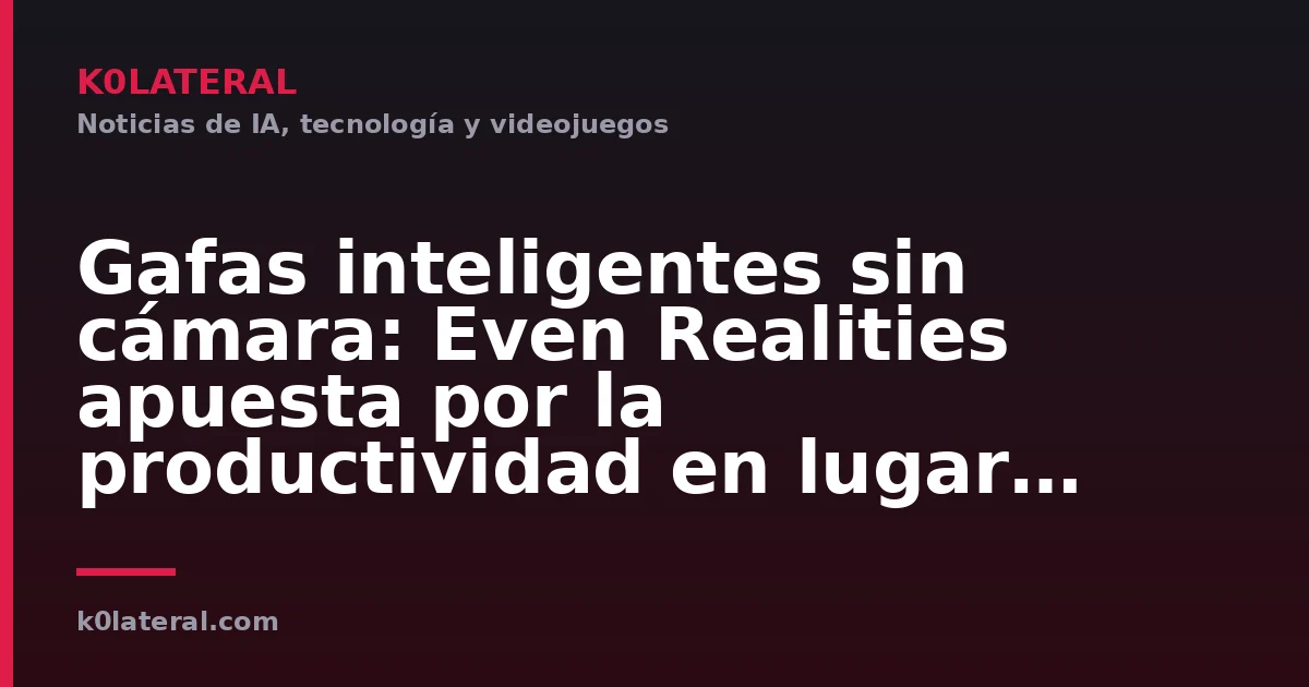 Gafas inteligentes sin cámara: Even Realities apuesta por la productividad en lugar de grabar a todos